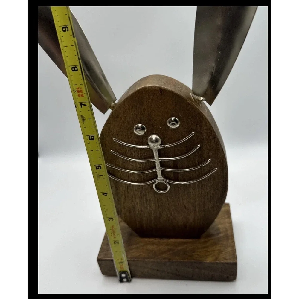 Wooden Bunny Animal Decor Silver Ears